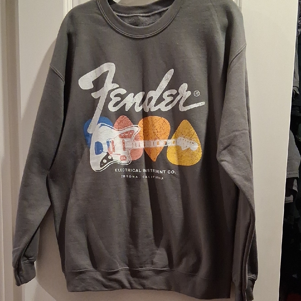 Brand New. Never Worn*Fender Charcoal Graphic Crewneck Sweater